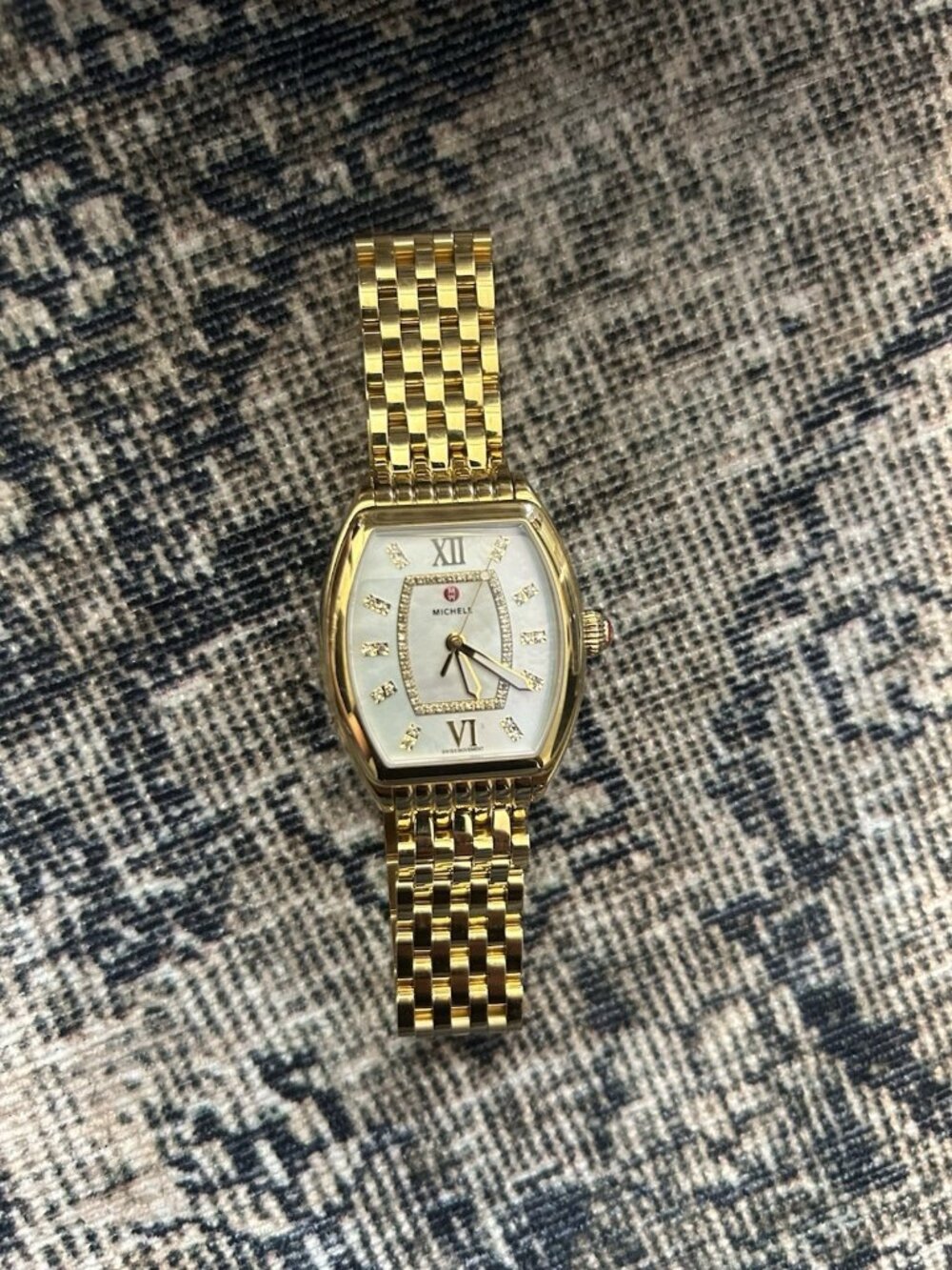 Michele Releve Diamond Dial Watch Head & Interchangeable Bracelet Gold